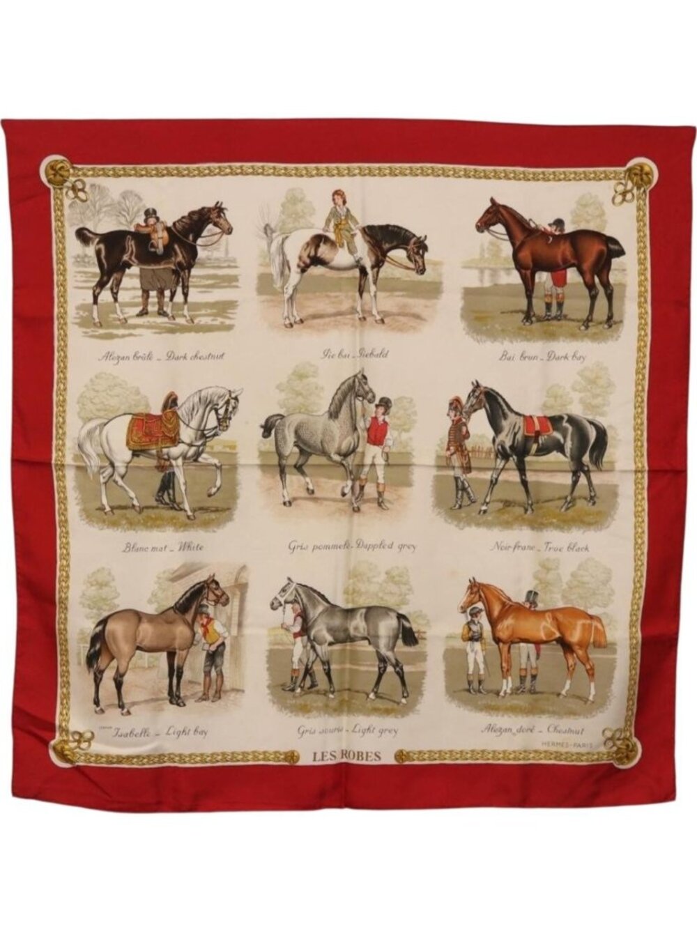 HERMES Carre 90 Scarf Silk Beige